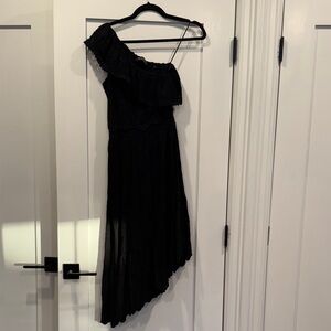 The Kooples Asymetrical Hem Black Eyelet One-Shoulder Dress